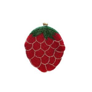 Vintage Hand beaded raspberry coin purse